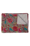 Taj Hotel Vintage Cotton Kantha Throw Blanket In Multi