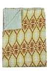 Taj Hotel Vintage Cotton Kantha Throw Blanket In Multi Blue