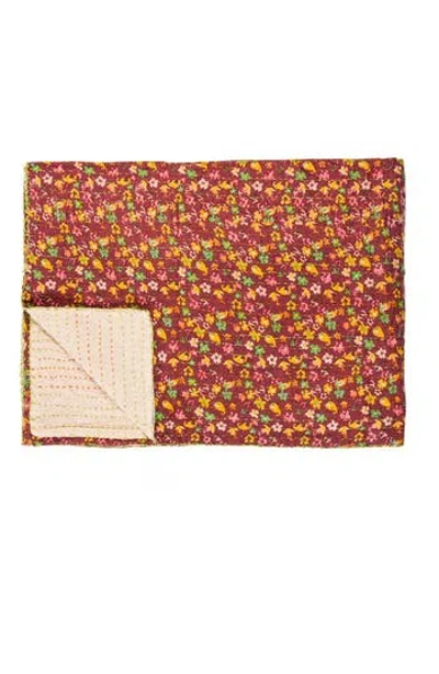 Taj Hotel Vintage Cotton Kantha Throw Blanket In Multi