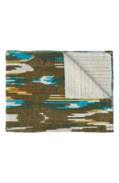 Taj Hotel Vintage Cotton Kantha Throw Blanket In Brown