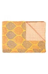 Taj Hotel Vintage Cotton Kantha Throw Blanket In Multi Gold