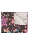 Taj Hotel Vintage Cotton Kantha Throw Blanket In Multi