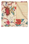 Taj Hotel Vintage Cotton Kantha Throw Blanket In Neutral
