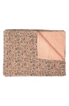 Taj Hotel Vintage Cotton Kantha Throw Blanket In Multi Peach Grey