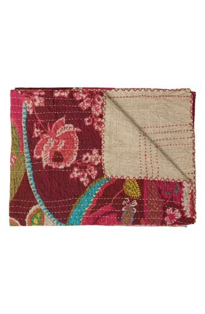 Taj Hotel Vintage Cotton Kantha Throw Blanket In Multi