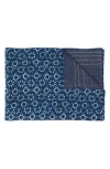 Taj Hotel Vintage Cotton Kantha Throw Blanket In Blue