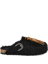 Taji Buckle-detail Fringe Mules In Black