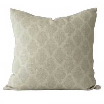 Tajik Home Esme Vintage Damask Pillow - 22"x22 In Oatmeal & Sage In Green
