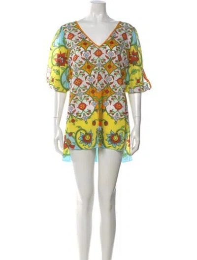 Pre-owned Taka Original Floral Print V-neck Tunic In Multi
