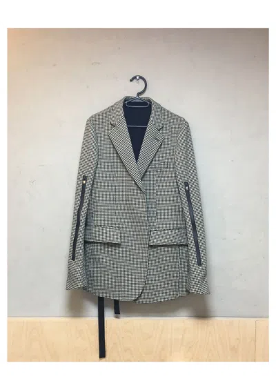 Pre-owned Takahiromiyashita The Soloist Aw18 Bondage Strap Houndstooth Blazer