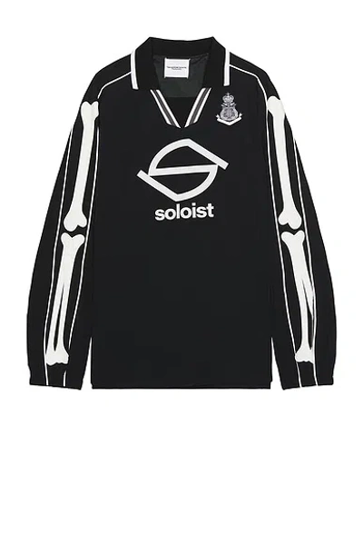 Takahiromiyashita The Soloist Back Gusset Sleeve Polo Collar Football Shirt In Black & White