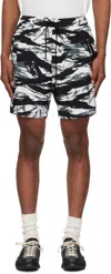 Takahiromiyashita The Soloist Black & White Tiger Camouflage Shorts