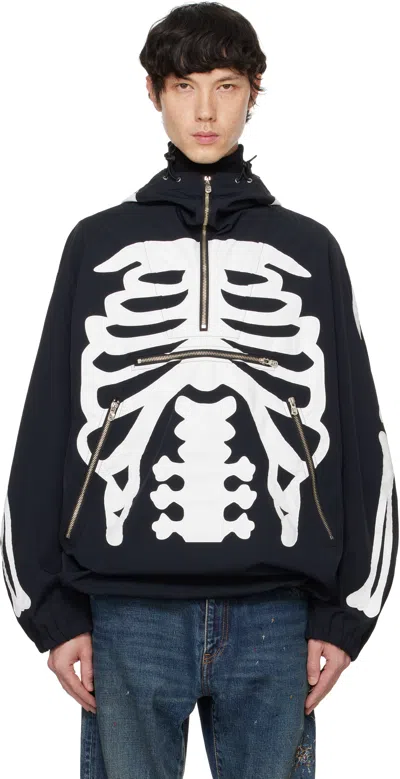 Takahiromiyashita The Soloist Black Anorak Jacket In Black X White Bone