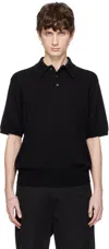 Takahiromiyashita The Soloist Black Regular Fit Collar Short Sleeve Polo In Black