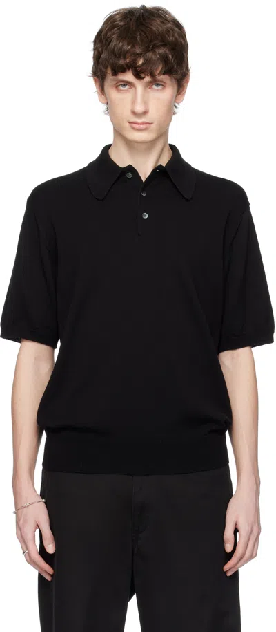 Takahiromiyashita The Soloist Black Regular Fit Collar Short Sleeve Polo