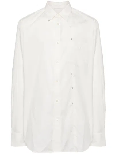 Takahiromiyashita The Soloist New Two-way Zip Reverse Button Down Collar Shirt In 白色