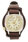 Takahiromiyashita The Soloist Coussin Type L Leather Belt Watch In Sand