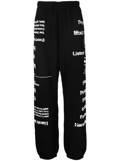 Takahiromiyashita The Soloist Graphic-print Cotton Track Pants In Black