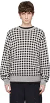 Takahiromiyashita The Soloist Gray & Off-white Regular Fit Jacquard Crew Neck Sweater In Black X White