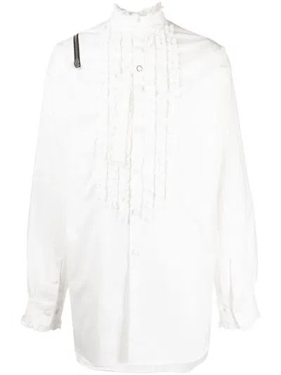 Takahiromiyashita The Soloist Ruffled Reversible Cotton Shirt In White