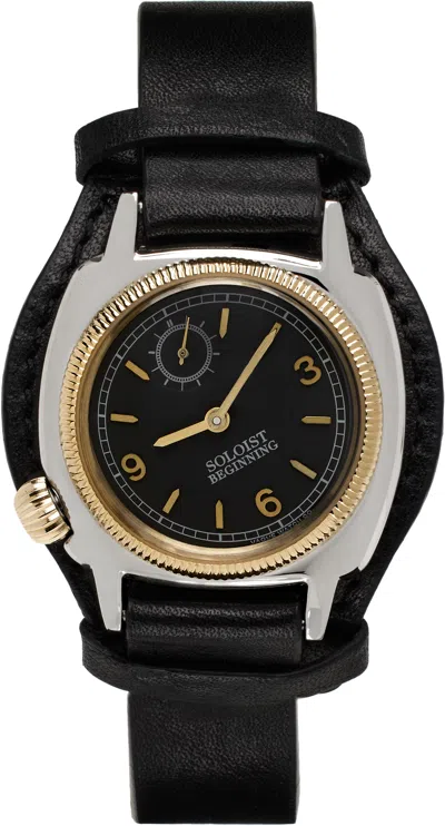 Takahiromiyashita The Soloist Silver & Black Vague Watch Co. Edition Coussin Watch