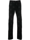 Takahiromiyashita The Soloist Star Printed Cotton Trousers In Black
