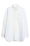Takahiromiyashita The Soloist Takahiromiyashita Thesoloist. Bone Appliqué Button-down Shirt In White X White Bone