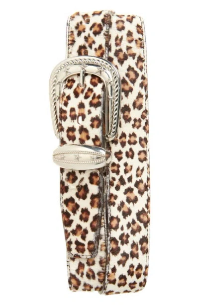 Takahiromiyashita The Soloist Takahiromiyashita Thesoloist. Multiplex Genuine Calf Hair Belt In White Leopard X Brown Zebra