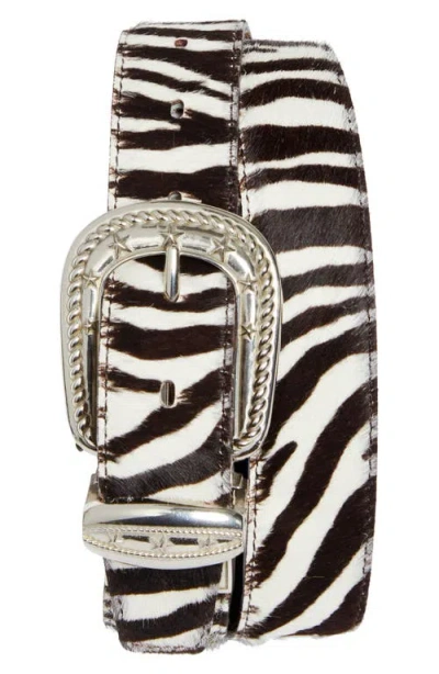 Takahiromiyashita The Soloist Takahiromiyashita Thesoloist. Multiplex Genuine Calf Hair Belt In White Zebra X Brown Leopard