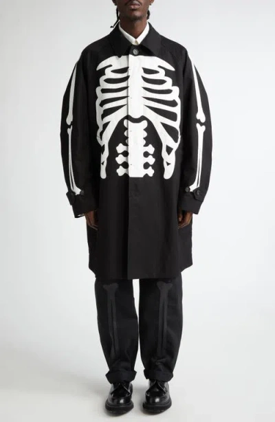 Takahiromiyashita The Soloist Takahiromiyashita Thesoloist. Sotien Bone Appliqué Car Coat In Black X White Bone