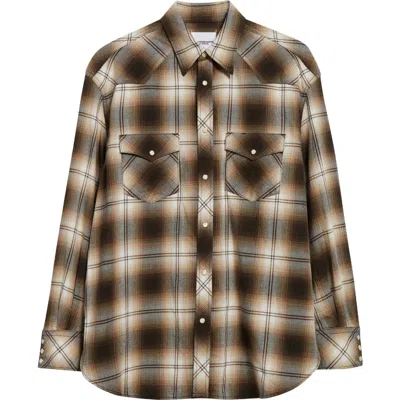 Takahiromiyashita The Soloist Takahiromiyashita Thesoloist. X Rafu Plaid Snap-up Western Shirt In Brown