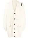 Takahiromiyashita The Soloist Zip-detail Aran-knit Cardigan In Weiss