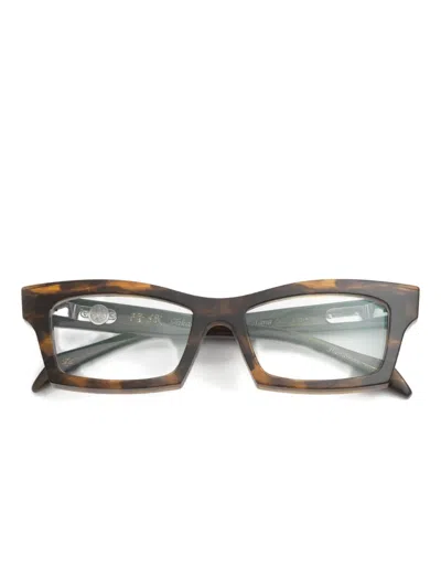 Takaori Katana Geometric-frame Glasses In Brown
