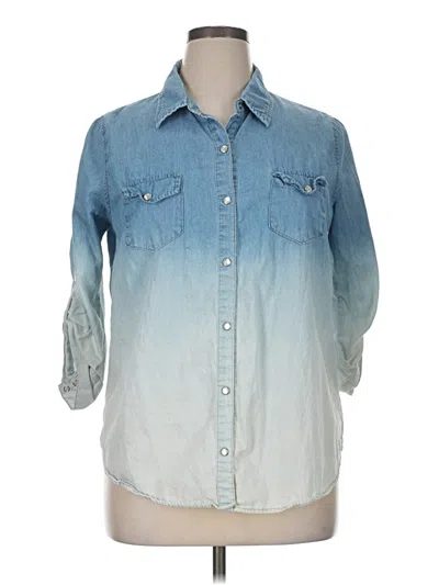 Pre-owned Takara 3/4 Sleeve Button Down Shirt In Blue