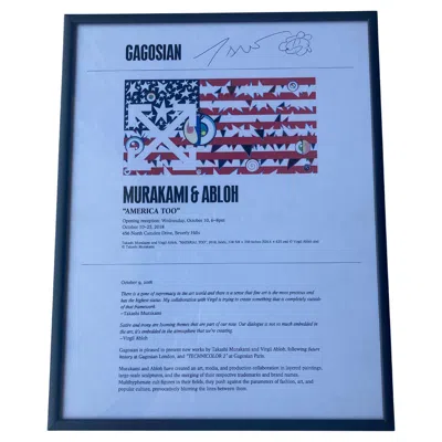 Pre-owned Takashi Murakami Flower Drawing In Private Invitation Opening In Gagosian, Signed In Blue