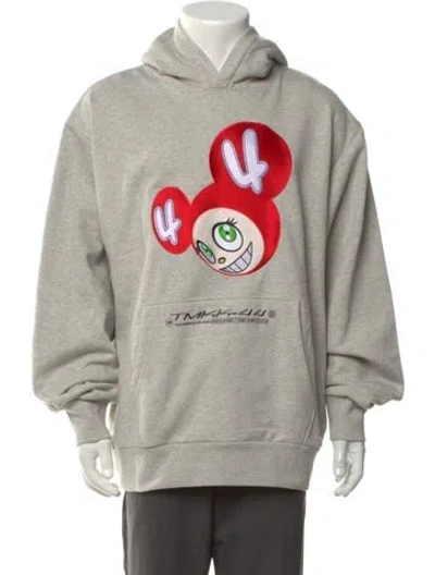 Pre-owned Takashi Murakami Graphic Print Crew Neck Hoodie In Grey
