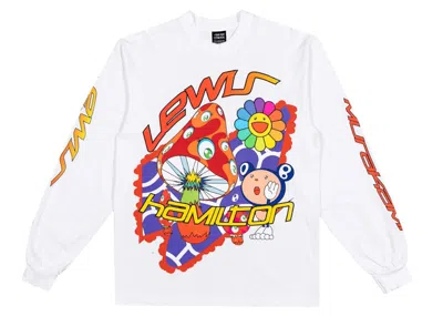 Pre-owned Takashi Murakami Men's  +44 Psychedelic Race Long Sleeve T-shirt In White