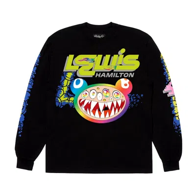 Pre-owned Takashi Murakami Men's  Lewis Hamilton Flame Out Longsleeve T-shirt In Black