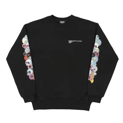 Pre-owned Takashi Murakami Men's  Skull & Flower Crew In Black