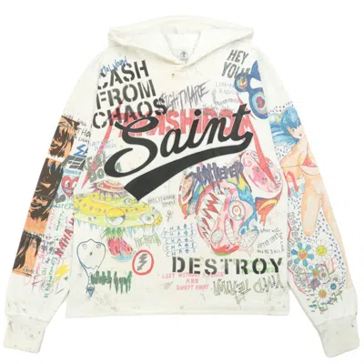 Pre-owned Takashi Murakami Men's  X Saint M×××××× Graff Pullover Hoodie In White