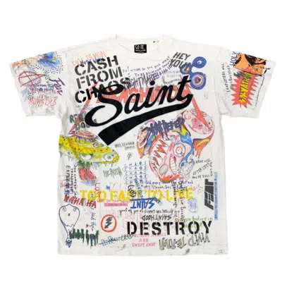 Pre-owned Takashi Murakami Men's  X Saint M×××××× Graphic Tee Shirt In White