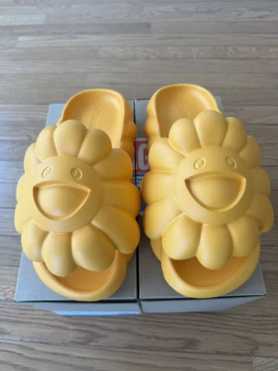 Pre-owned Takashi Murakami Slides Size 9- Apricot () In Orange