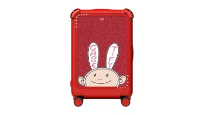 Pre-owned Takashi Murakami X Casetify Kaikai 21" Carryon Suitcase In Cherry Red