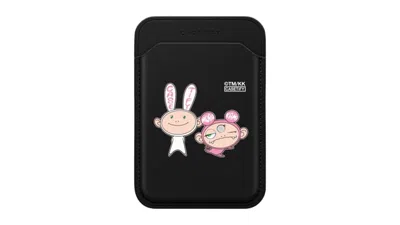 Pre-owned Takashi Murakami X Casetify Kaikai And Kiki Dance Duo Snappy Bioveg Magsafe Wallet In Black