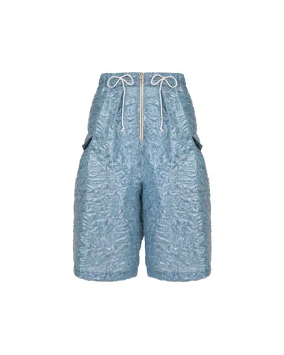 Takaturna Avant-garde Sea Foam Shorts With Seamless Design And Adjustable Waistband In Blue