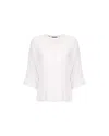 Takaturna Kimono-style T-shirt With Breathable Cotton Crêpe And Tone-on-tone Embroidery In White
