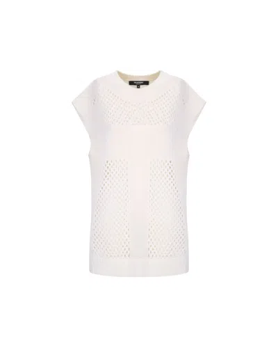 Takaturna Knit Vest With Elegant Design And Breathable Texture In White