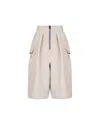 Takaturna Loose Shorts With Elastic Waistband And Contrasting Zip Detail In Neutrals