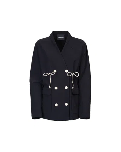 Takaturna Midnight Black Double-breasted Kinetic Jacket