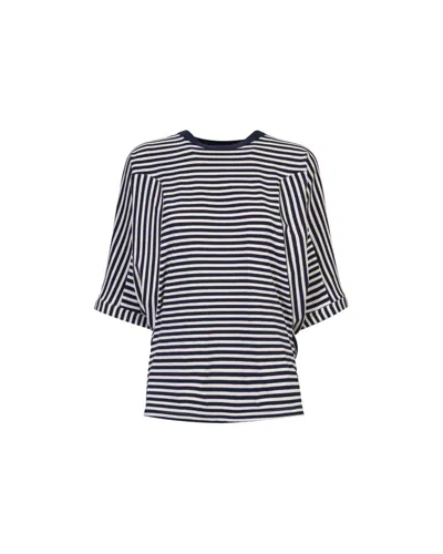 Takaturna Striped Organic Cotton T-shirt Kimono With Stylish Cut And Versatile Design In Black